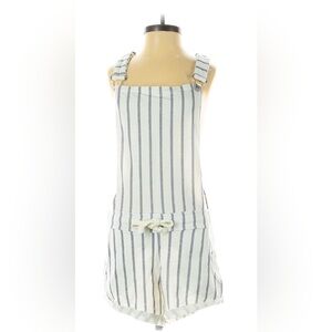 Ocean Drive Tie-Waist blue/white Striped Overall romper Shorts